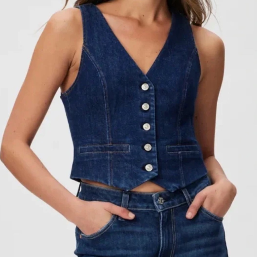 Paige Antonella Denim Vest in Glorious, Size S, NWT